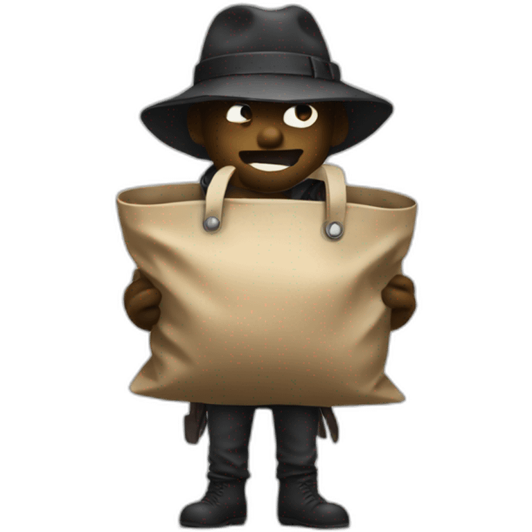 A bandit who has a bag of money in his hand emoji