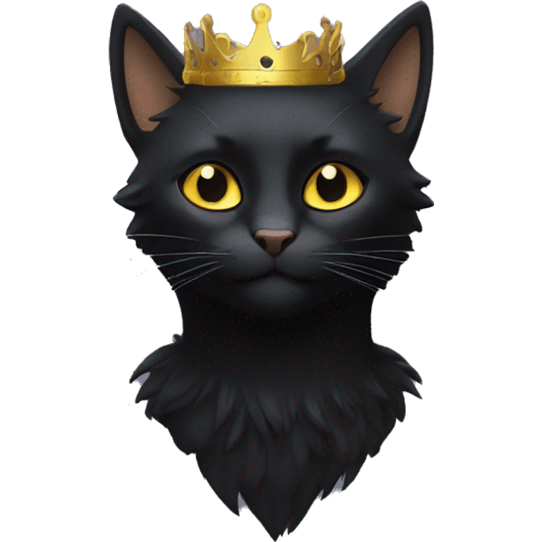 Chat noir avec une couronne sur la tête  emoji