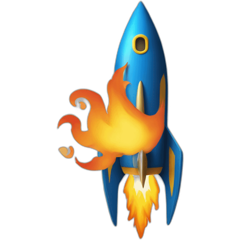 rocket with flame shaped as Ukrainian trident emoji