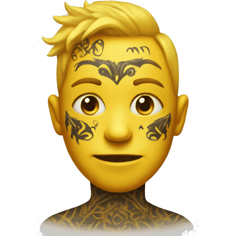 yellow face with tattoo emoji