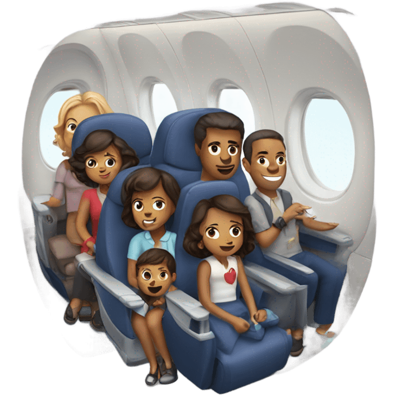 Family of 8 in airplane emoji