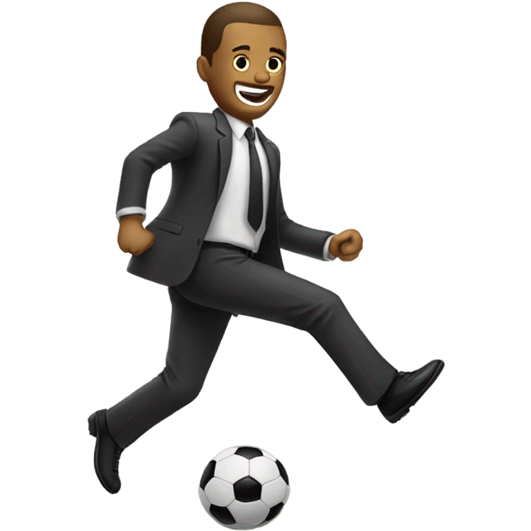 Man in a suit kicking a soccer ball emoji