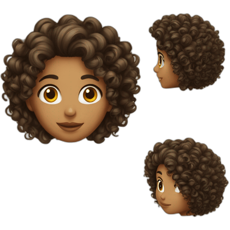 latin curly hair girl and skinny emoji