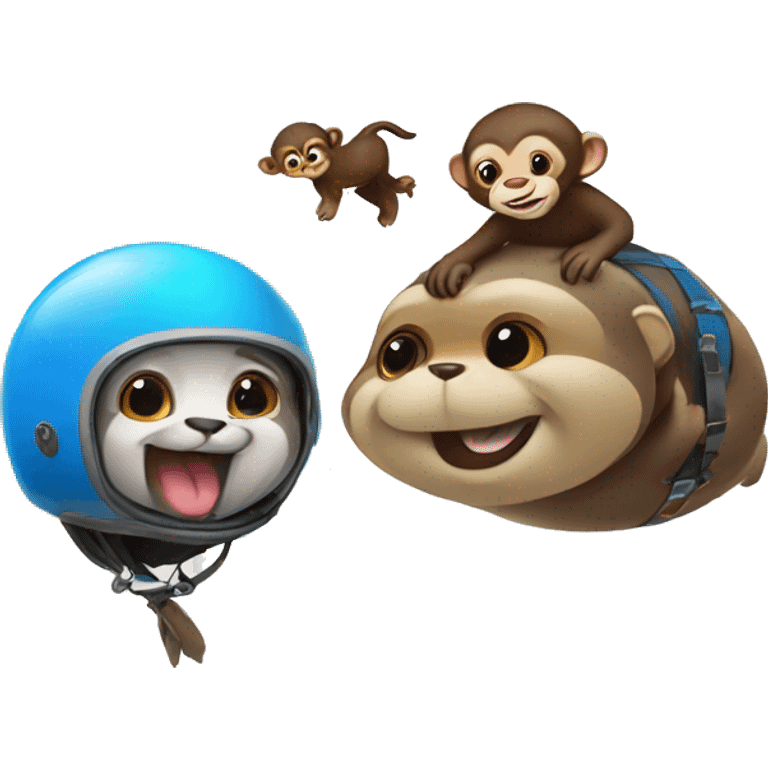 Otter and monkey skydivers emoji