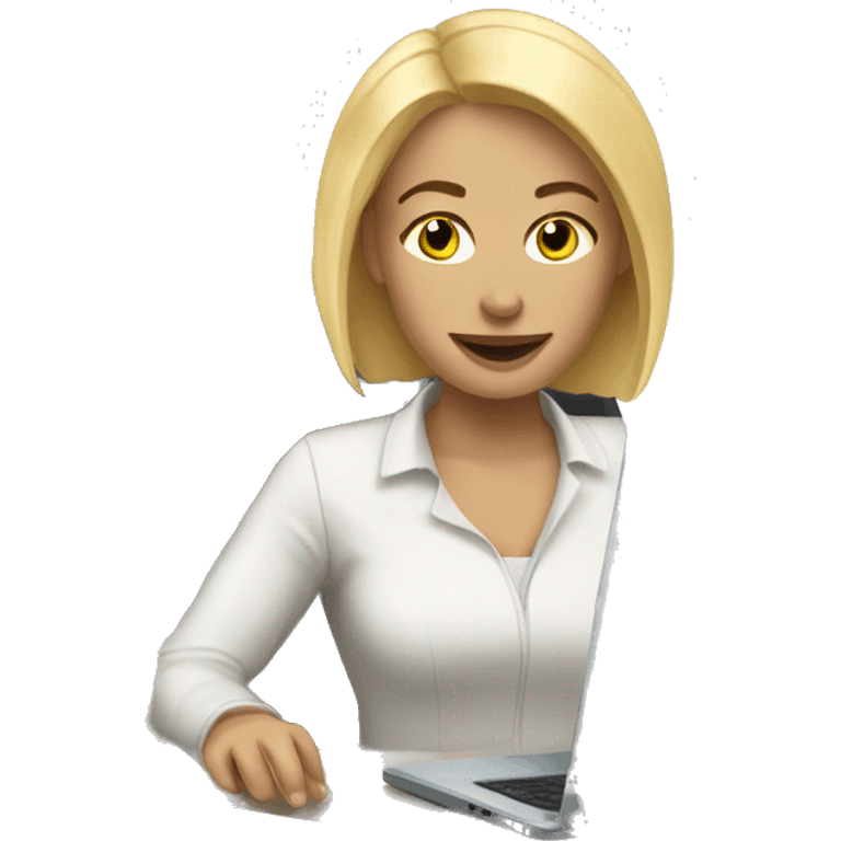 blonde white woman working from home emoji