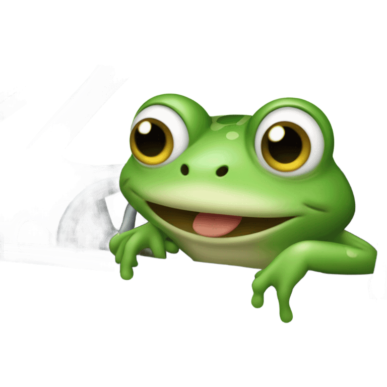 Frog driving cute emoji