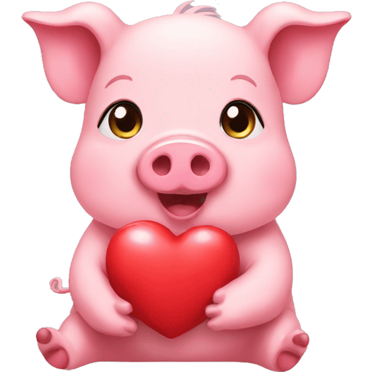 cute pig holding a heart emoji