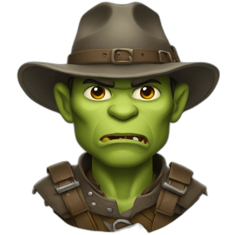 Brave Orc ranger wearing fedora  emoji