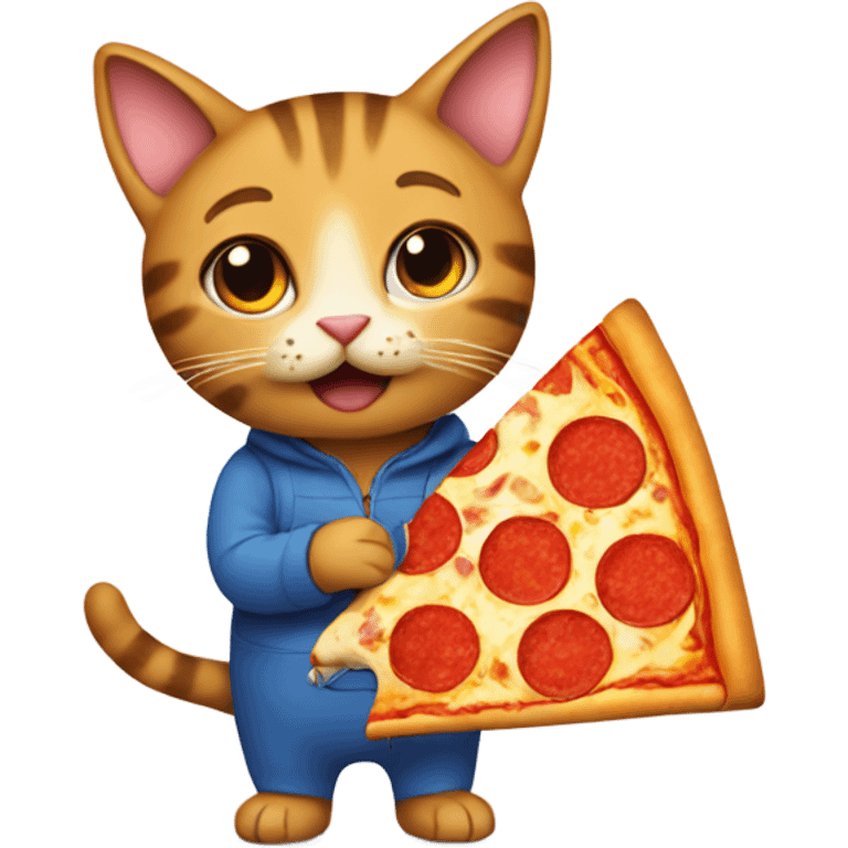 A cat holding a pizza  emoji