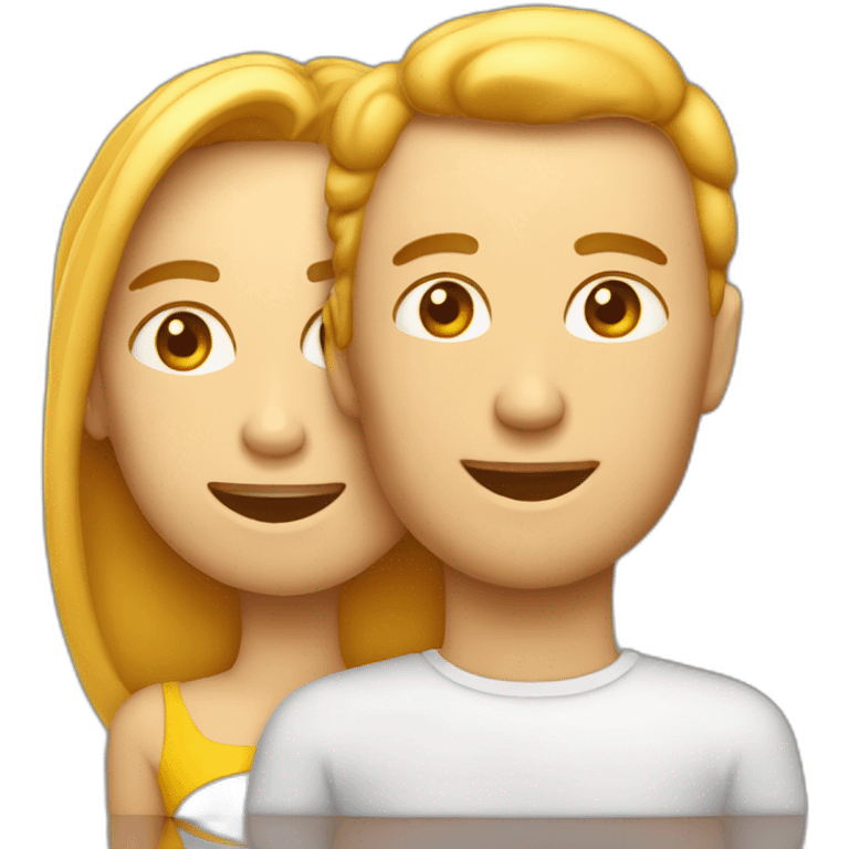 Homme qui étale de la crème solaire sur le dos d’une femme emoji