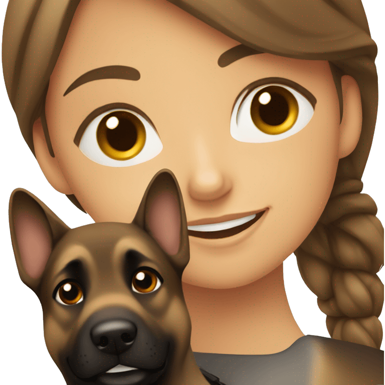 Girl with brown hair with german shepherd dog   emoji