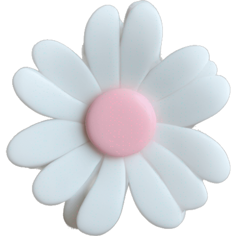 White trendy flower hair clip whith soft pink in the middle emoji