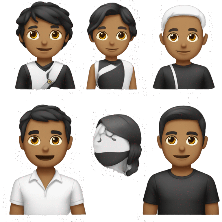 laki-laki  berambut hitam dan berbaju putih dengan kulit putih emoji