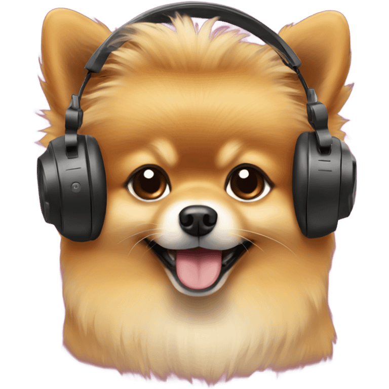 pomeranian wearing headphones emoji