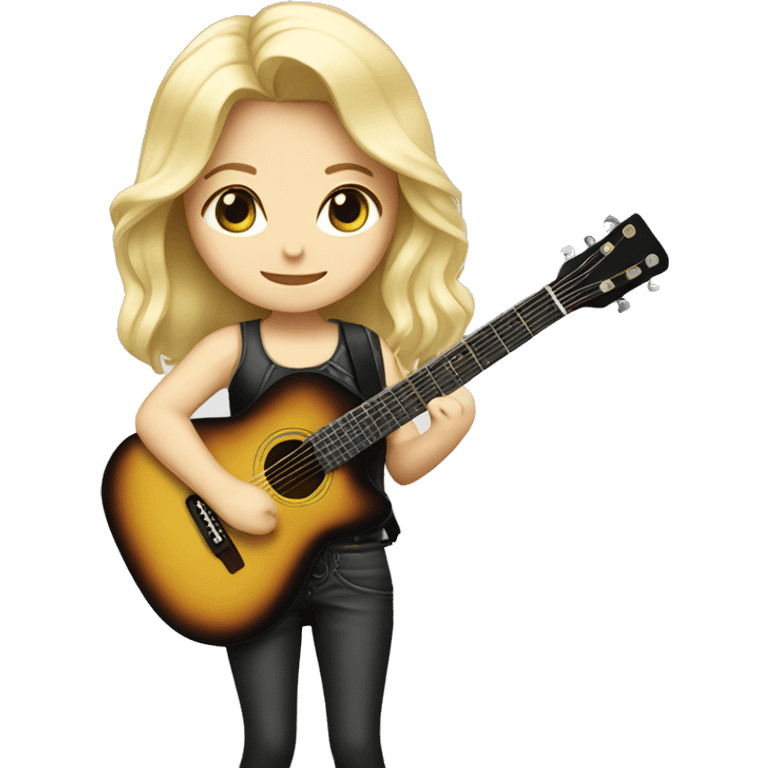 Chibi blonde girl with a guitar emoji