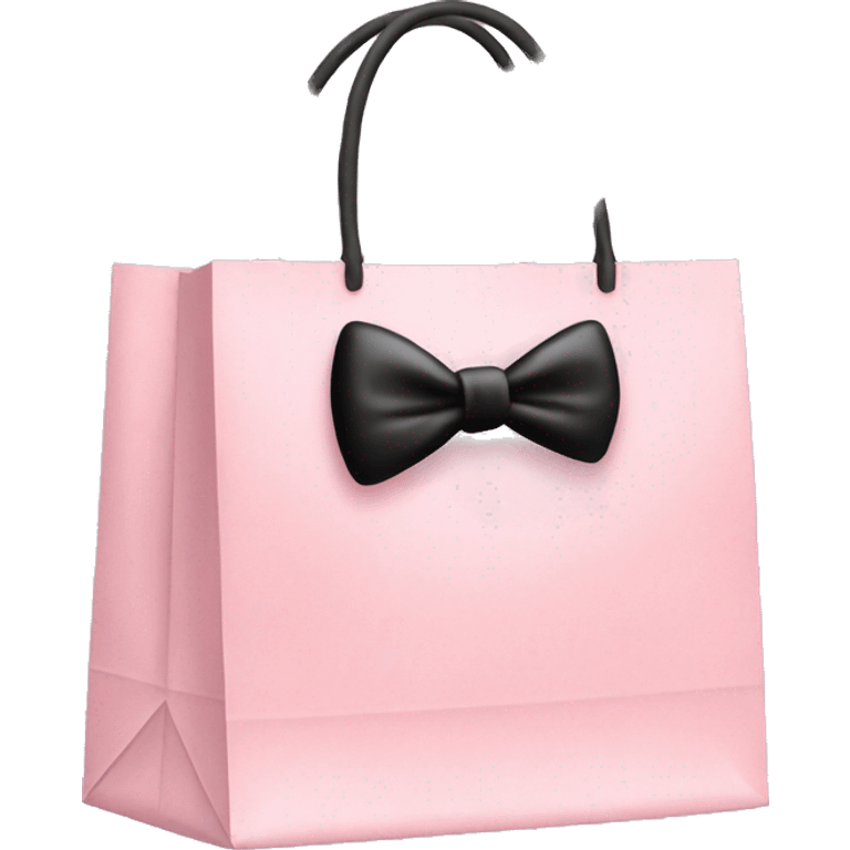 realistic light pink shopping bag with black bow emoji