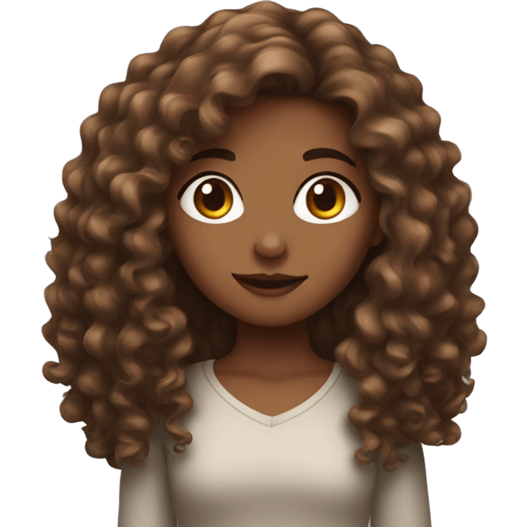 long browm curly hair girl emoji