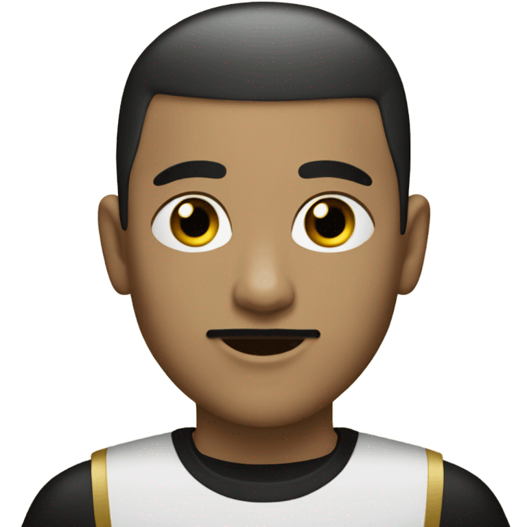 White boy with black buzz cut and mustache and gold chain  emoji