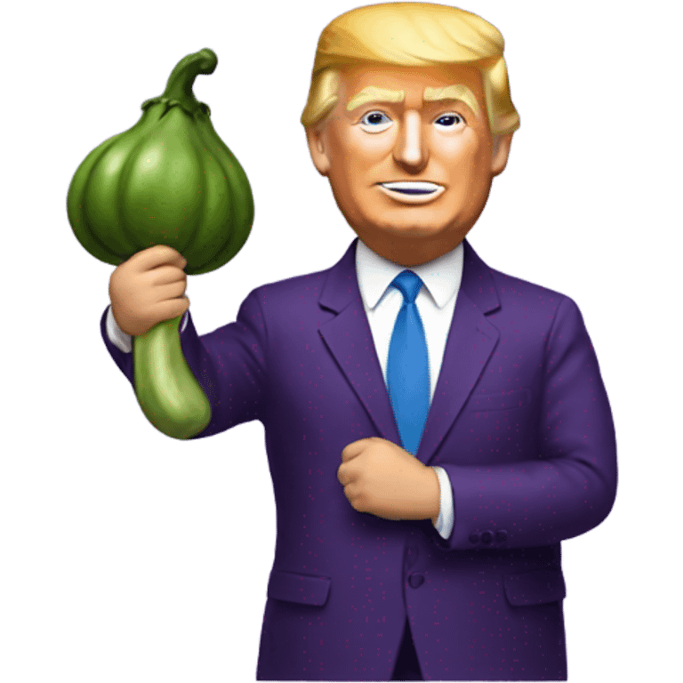 Trump holding a eggplant  emoji