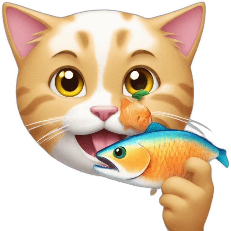 Cat eating a fish emoji