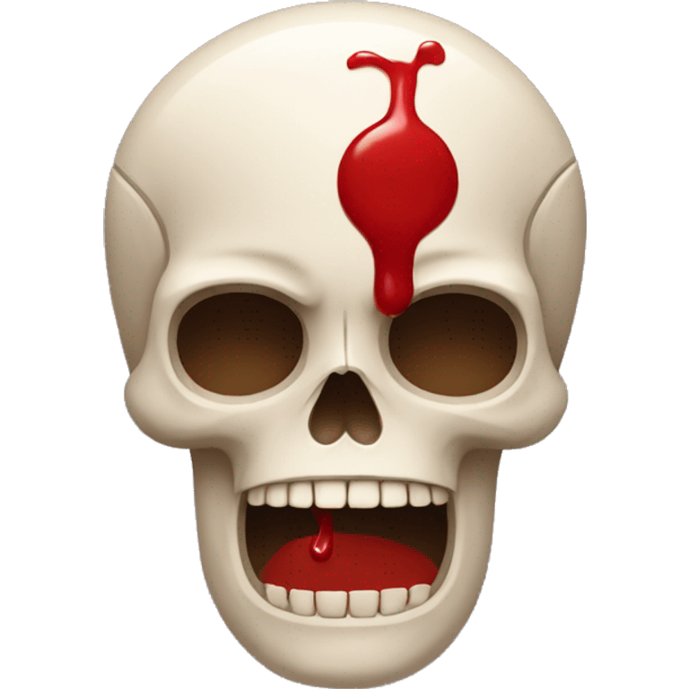 Skull with straight face with ketchup  emoji