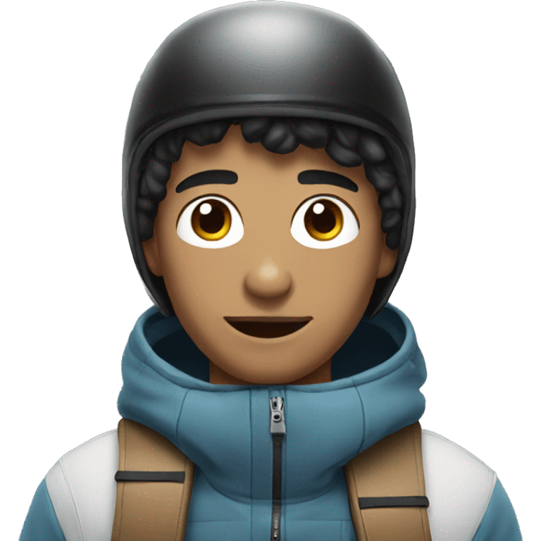 Guy with black hair on snowboard emoji