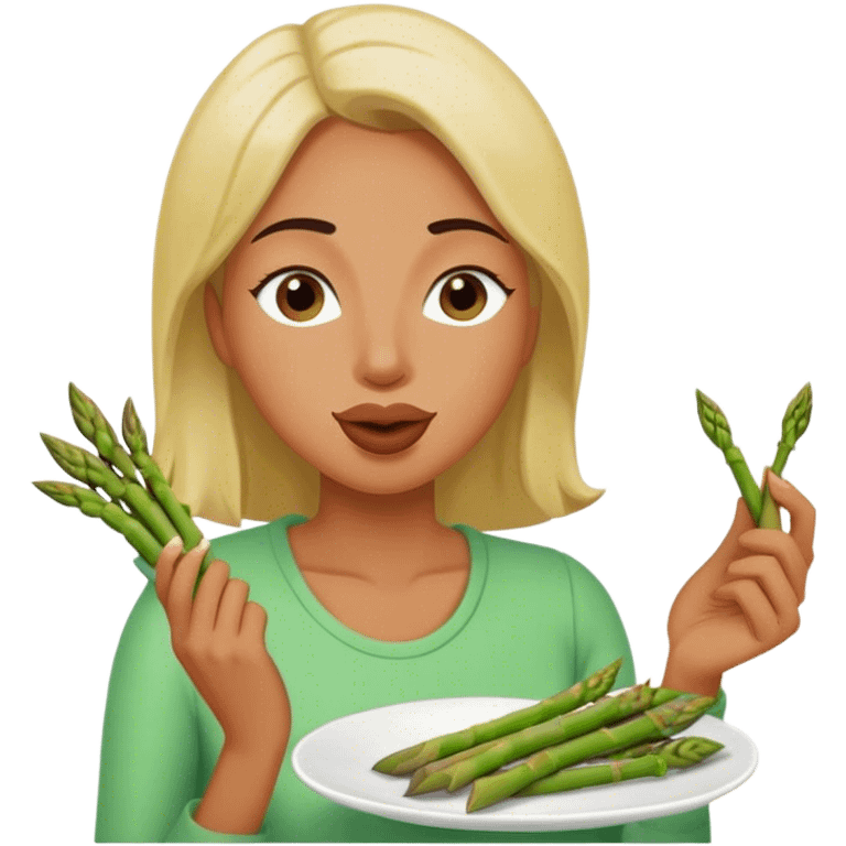 Donna che mangia asparagi  emoji