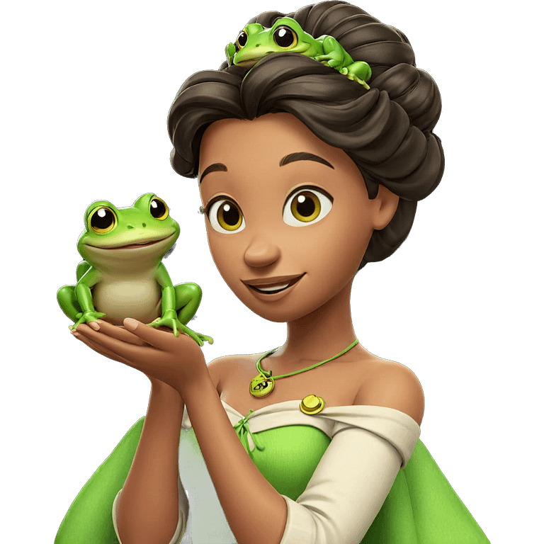 smiling girl with frog emoji