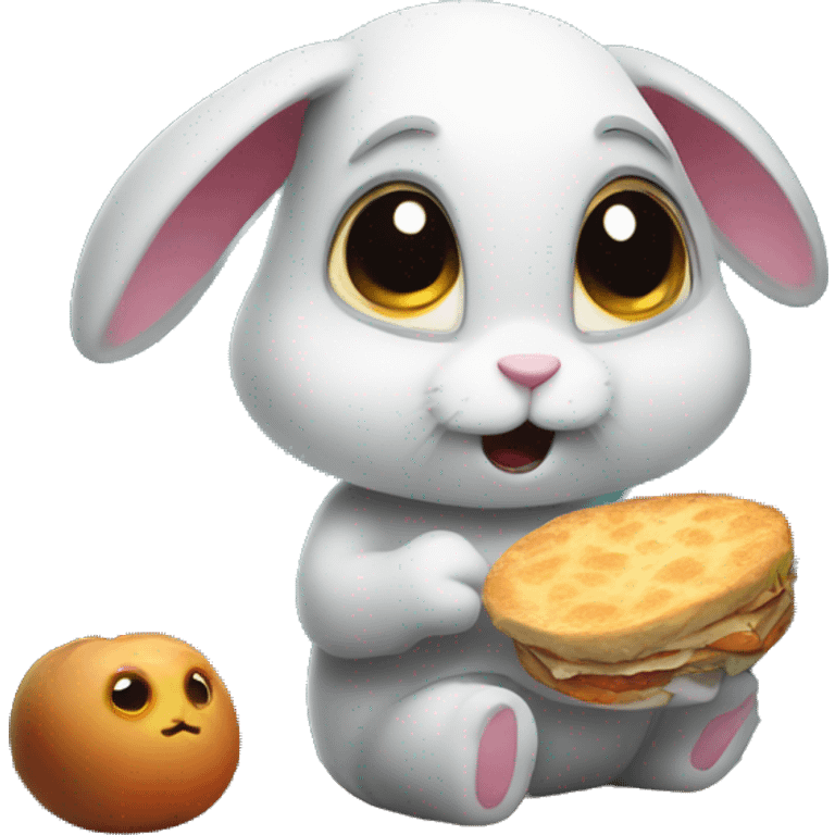 cute rabbit Lost in the scary forest having breakfast emoji