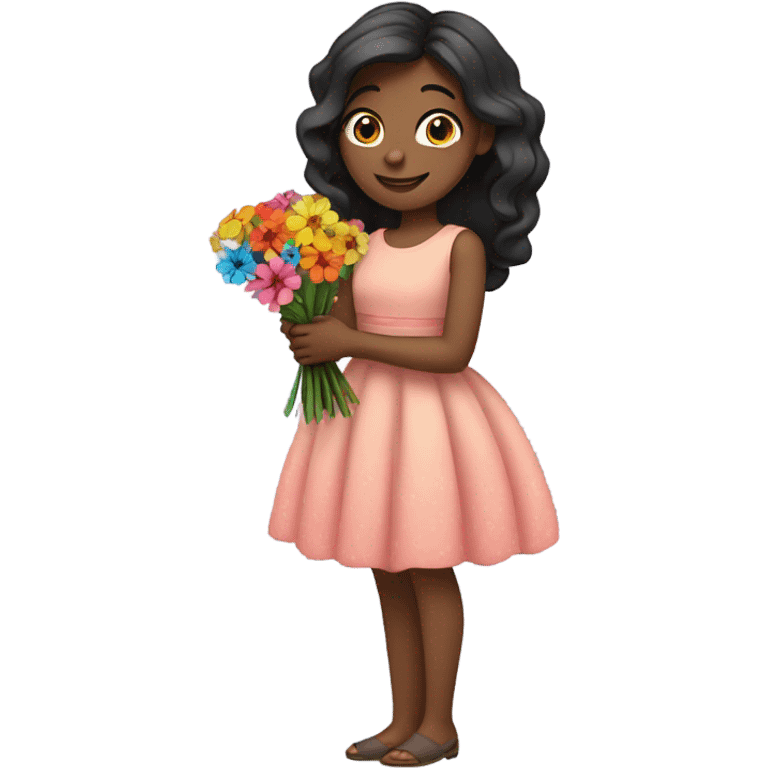 girl in a dress holding flowers emoji