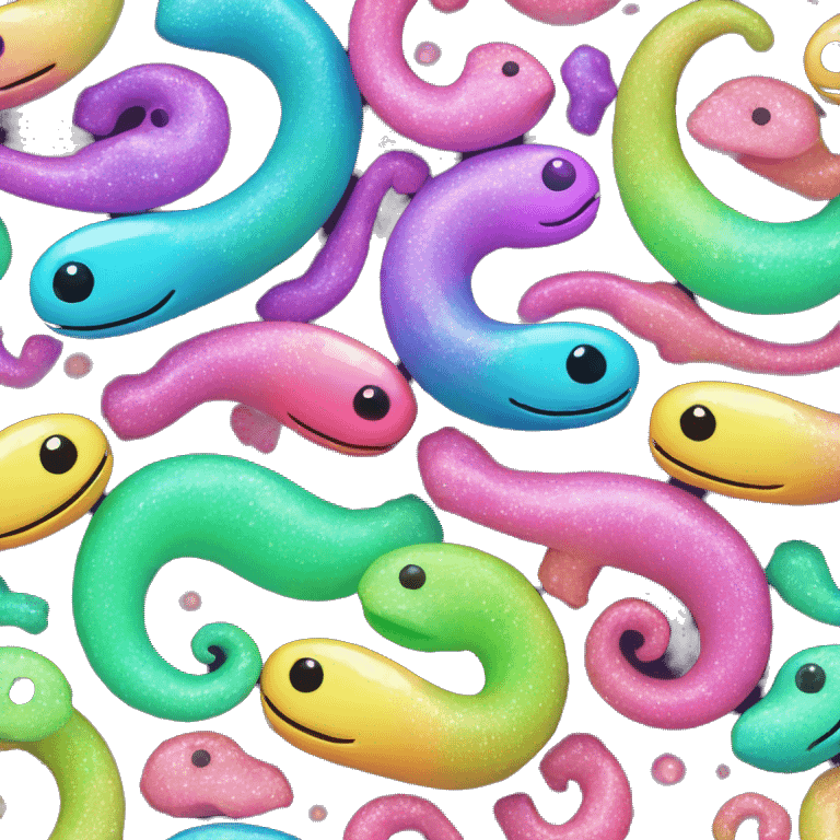 Two Kawaii eel neon with many colors and glitter  emoji