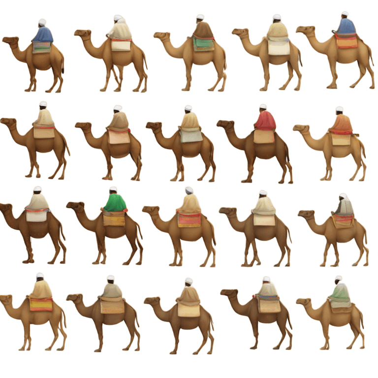 camel caravan of traders , back view emoji