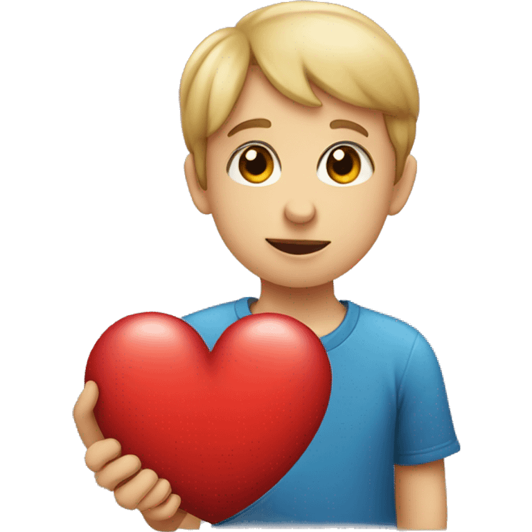 Autistic child holding a heart emoji