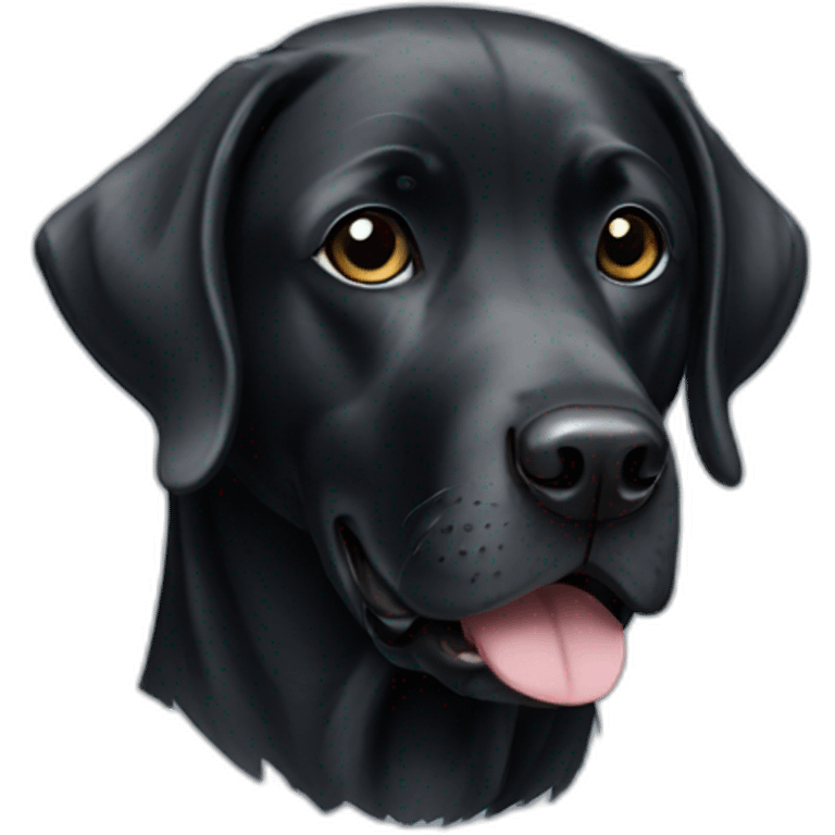 black Labrador portrait with silver patches and one black eye patch emoji