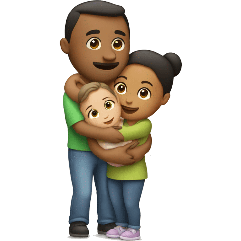 Mom dad toddler and baby hugging emoji