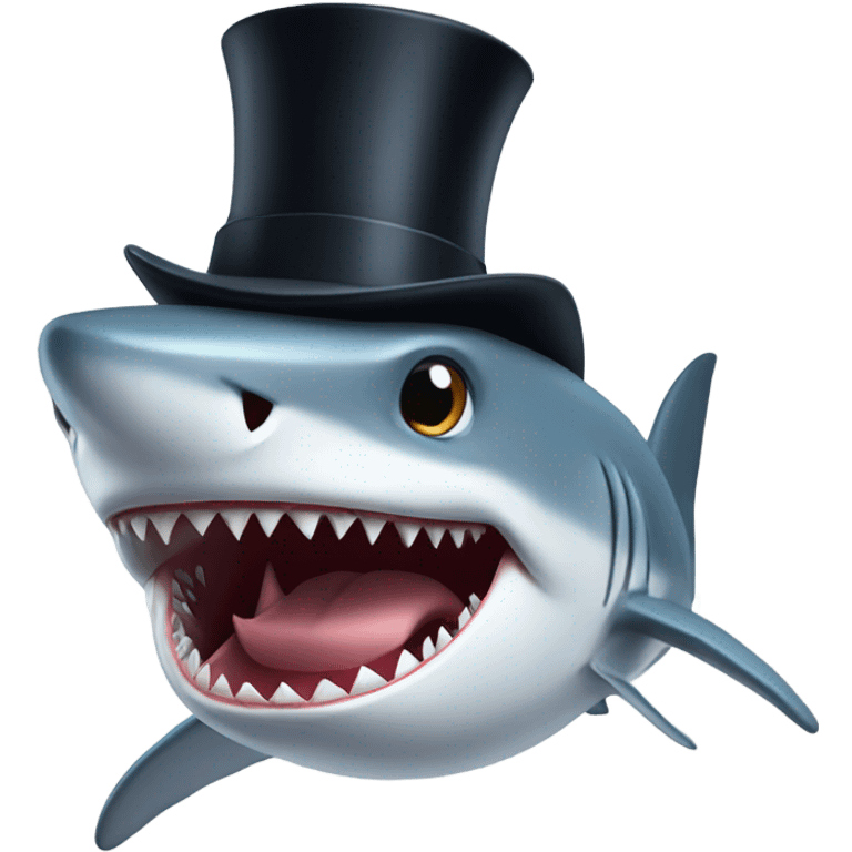 Shark with a top hat emoji