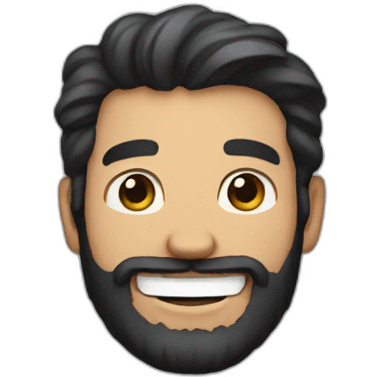 bearded man with dark hair and big smile emoji