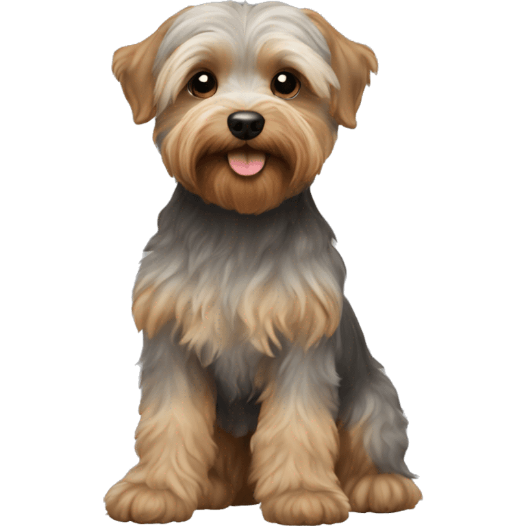 Yorkipoo with light grey and light brown full body emoji