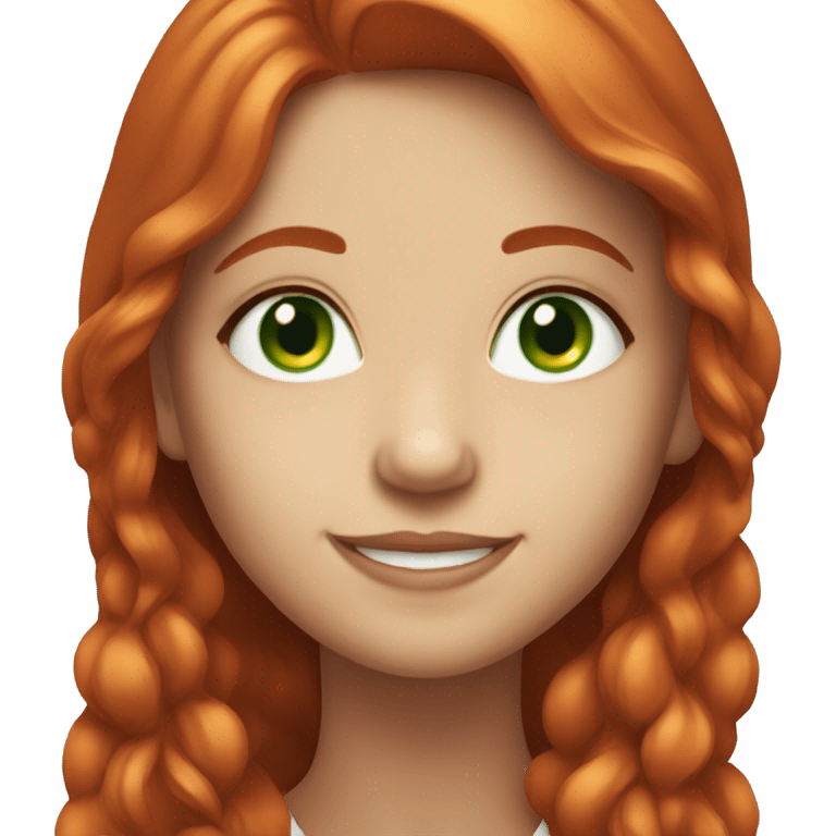 Smiling girl with long red hair and green eyes emoji