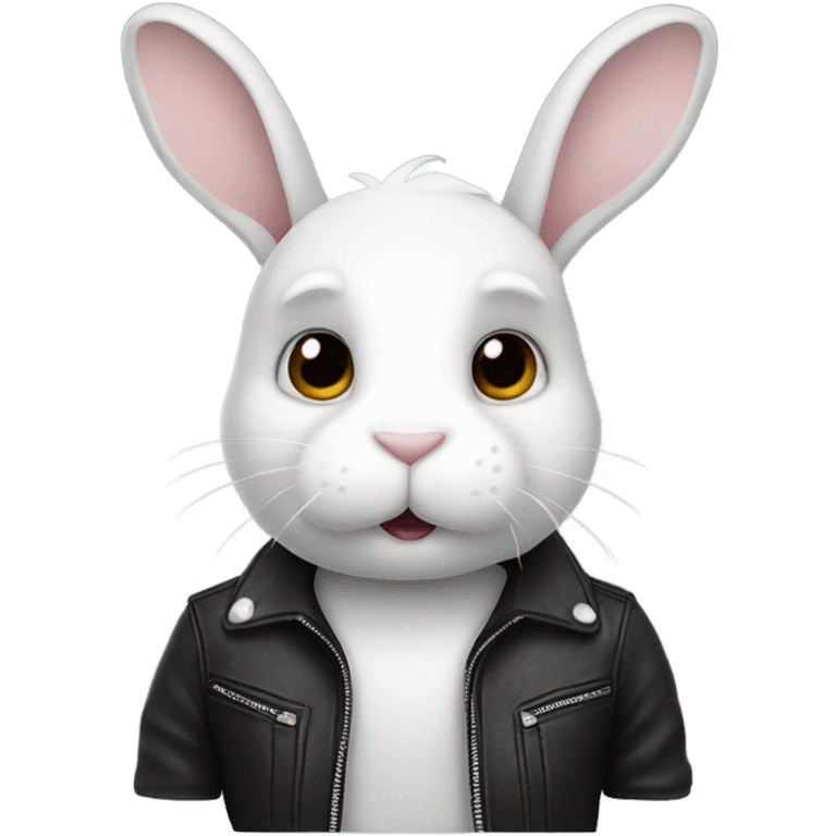 White bunny wearing leather emoji