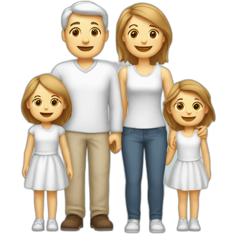 Famille de 5 personnes blanches. Maman papa et 3 filles emoji