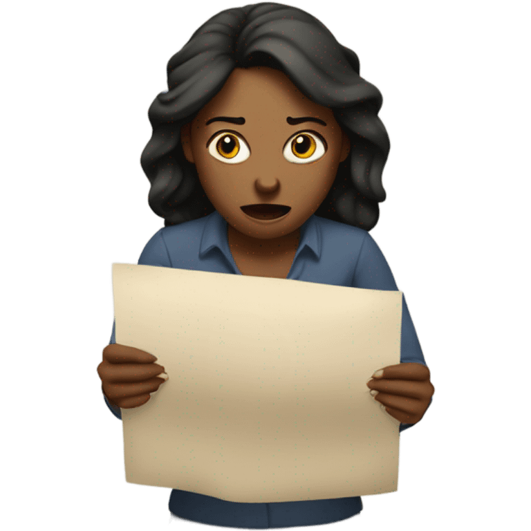 frustrated woman with a paper on hands emoji