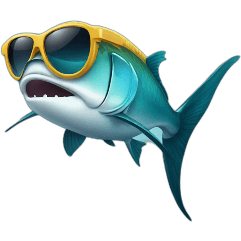 Sword fish with sunglasses emoji