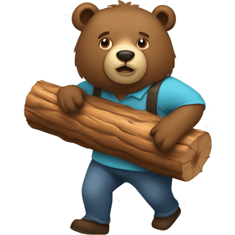 bear (animal) carrying log on shoulder emoji