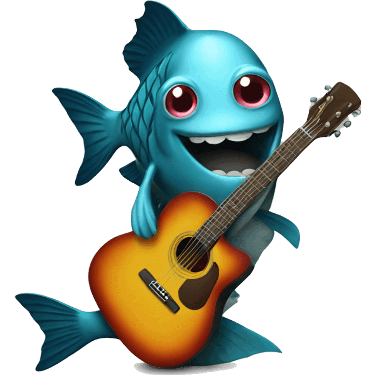 Fish with a guitar and microphone  emoji