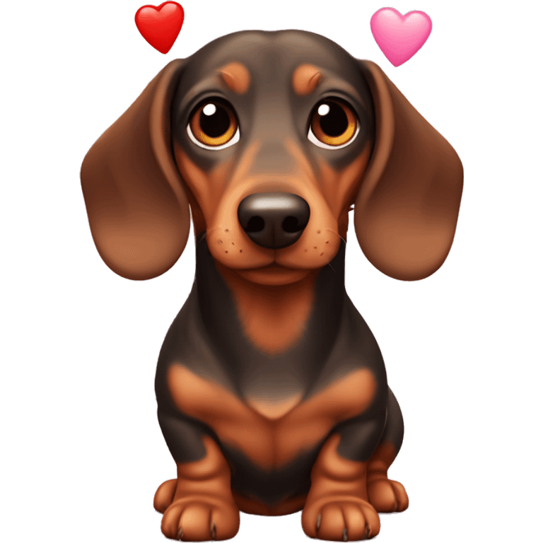 dachshund with hearts emoji