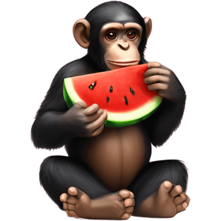 Chimpanzee eating a watermelon  emoji