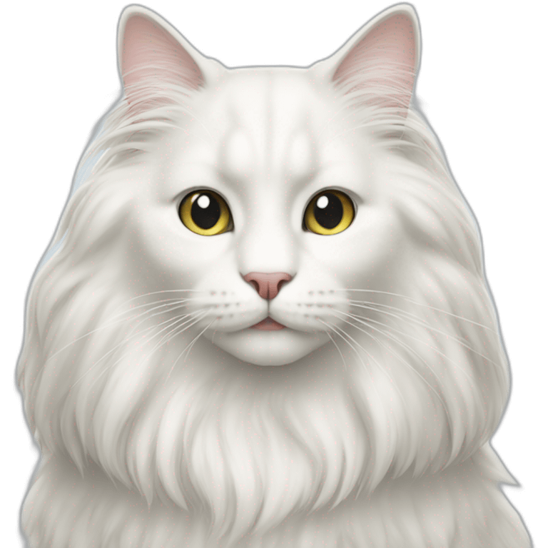 Long hair white cat apple emoji