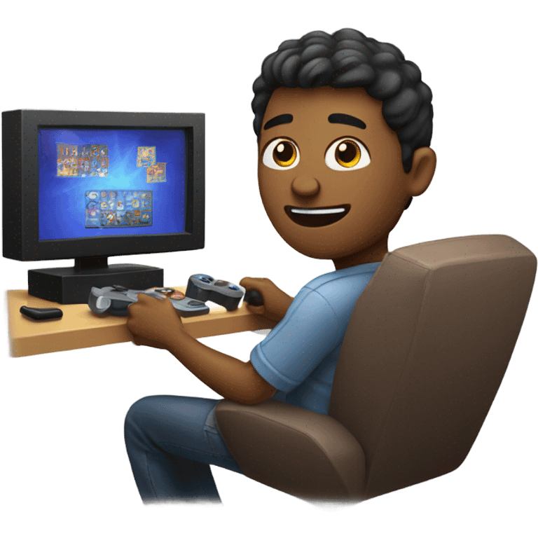 Brown skinned guy playing video games  emoji