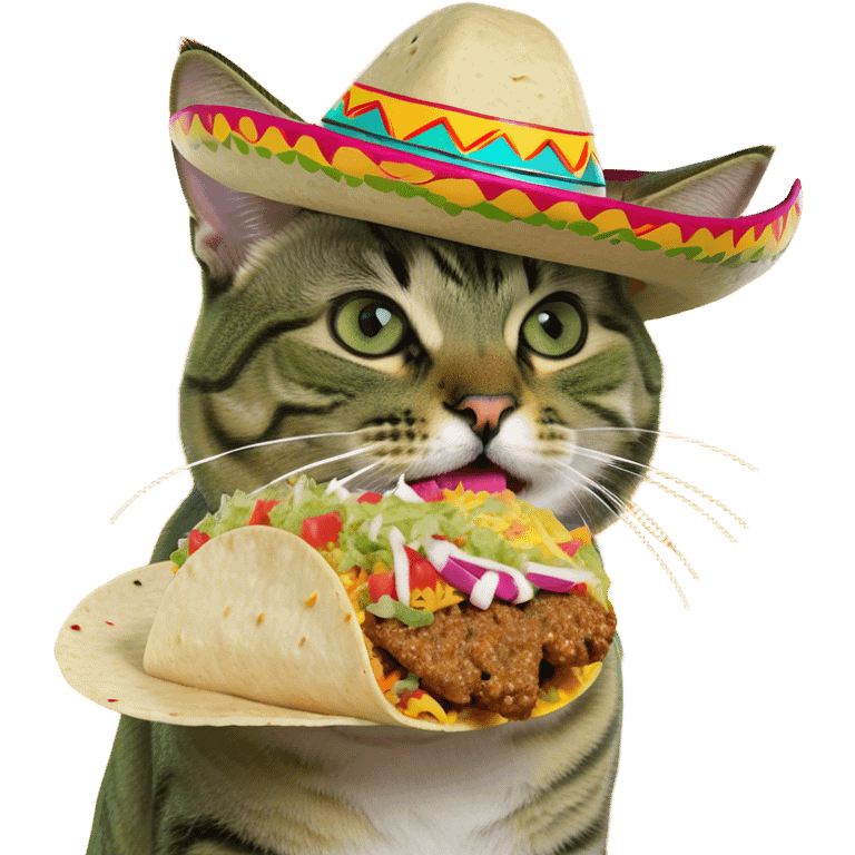 Tabby cat eating Taco Bell  emoji